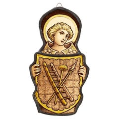 Ecclesiastical Stained Glass Window Hanging with Shield