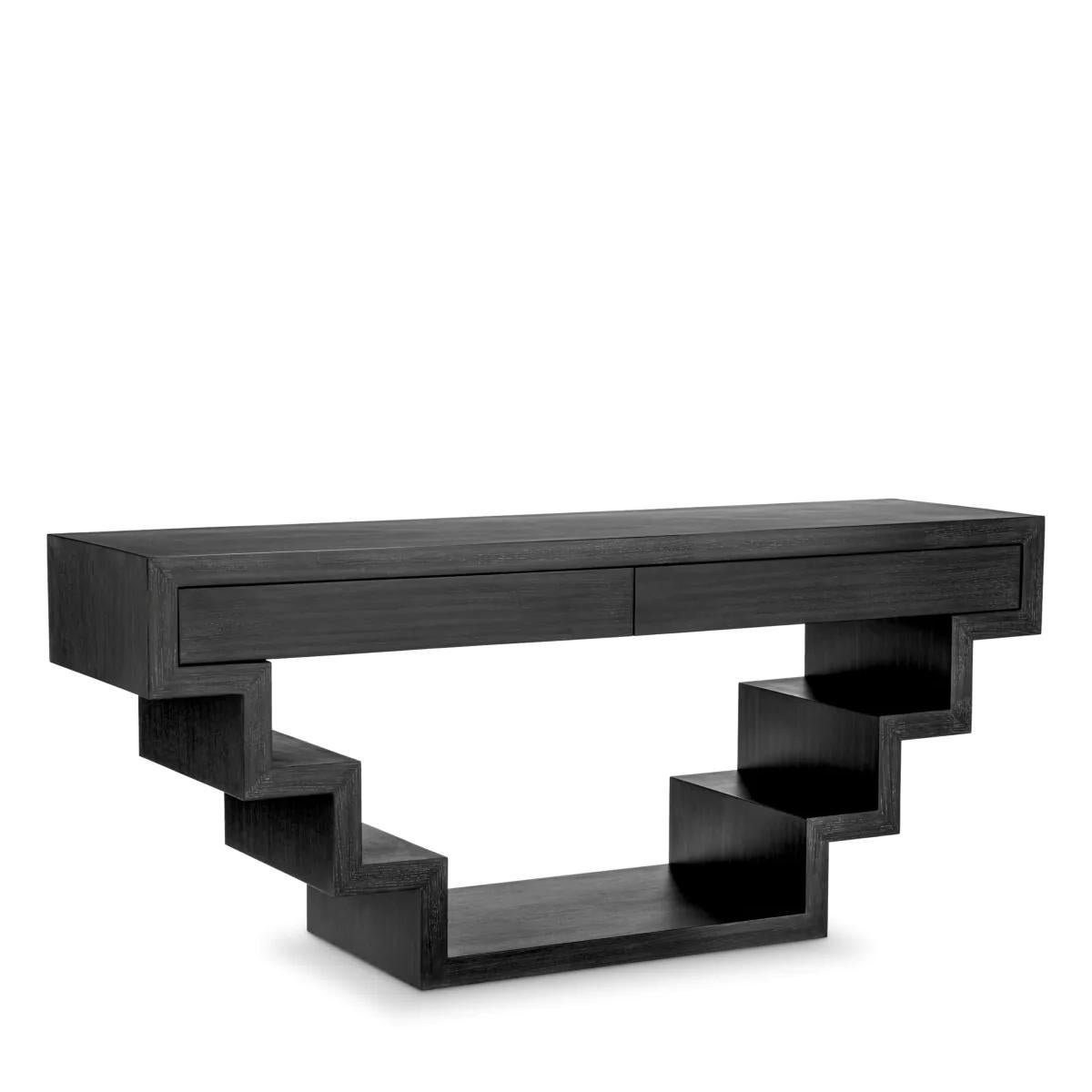 Console Table Ecco Black with structure in wood
in washed oak veneer finish, with 2 drawers with 
push-pull system.
Also available on request in Ecco Oak Console Table.