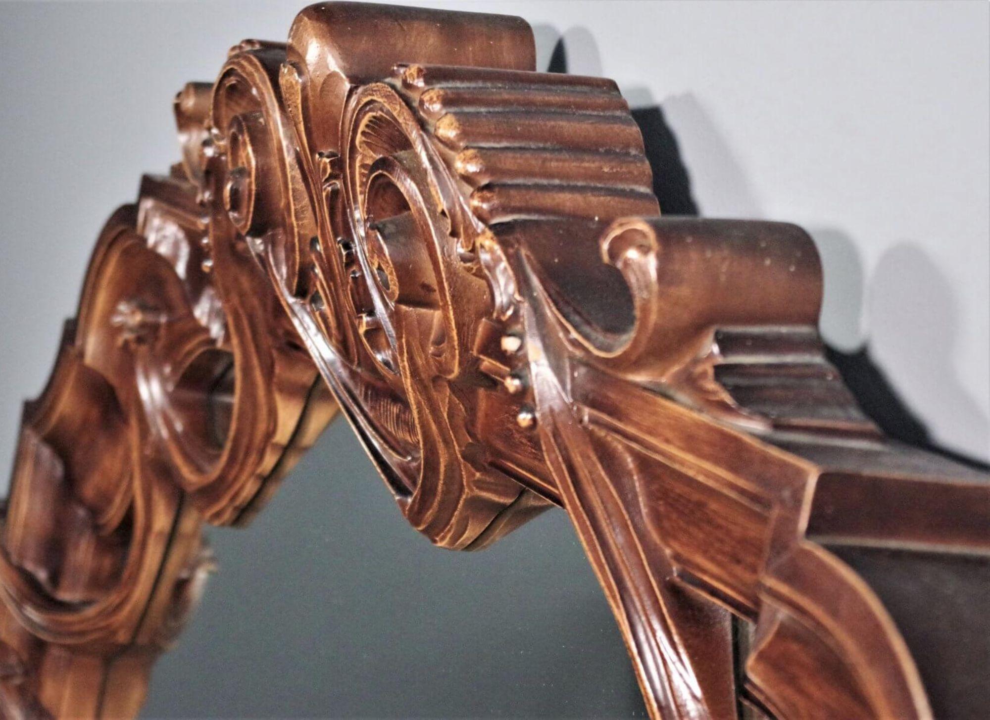 Mid-20th Century Here is the American translation of the description:  1960s Wooden Mirror with In For Sale