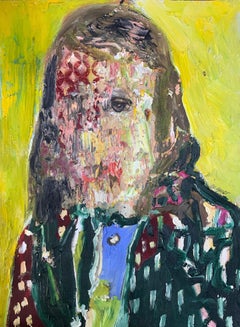 Face Off, 2021, oil on paper, figurative painting