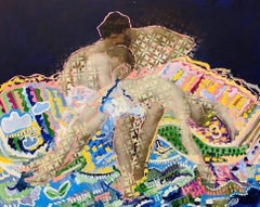 Lovers, 2022, oil on paper,  figurative painting