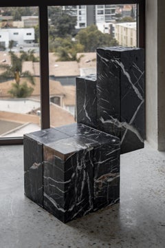 Echelon One Of a Kind Chair in Carved Black Marble by Andres Monnier