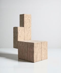 Echelon One Of a Kind Chair in Carved Travertine Stone by Andres Monnier