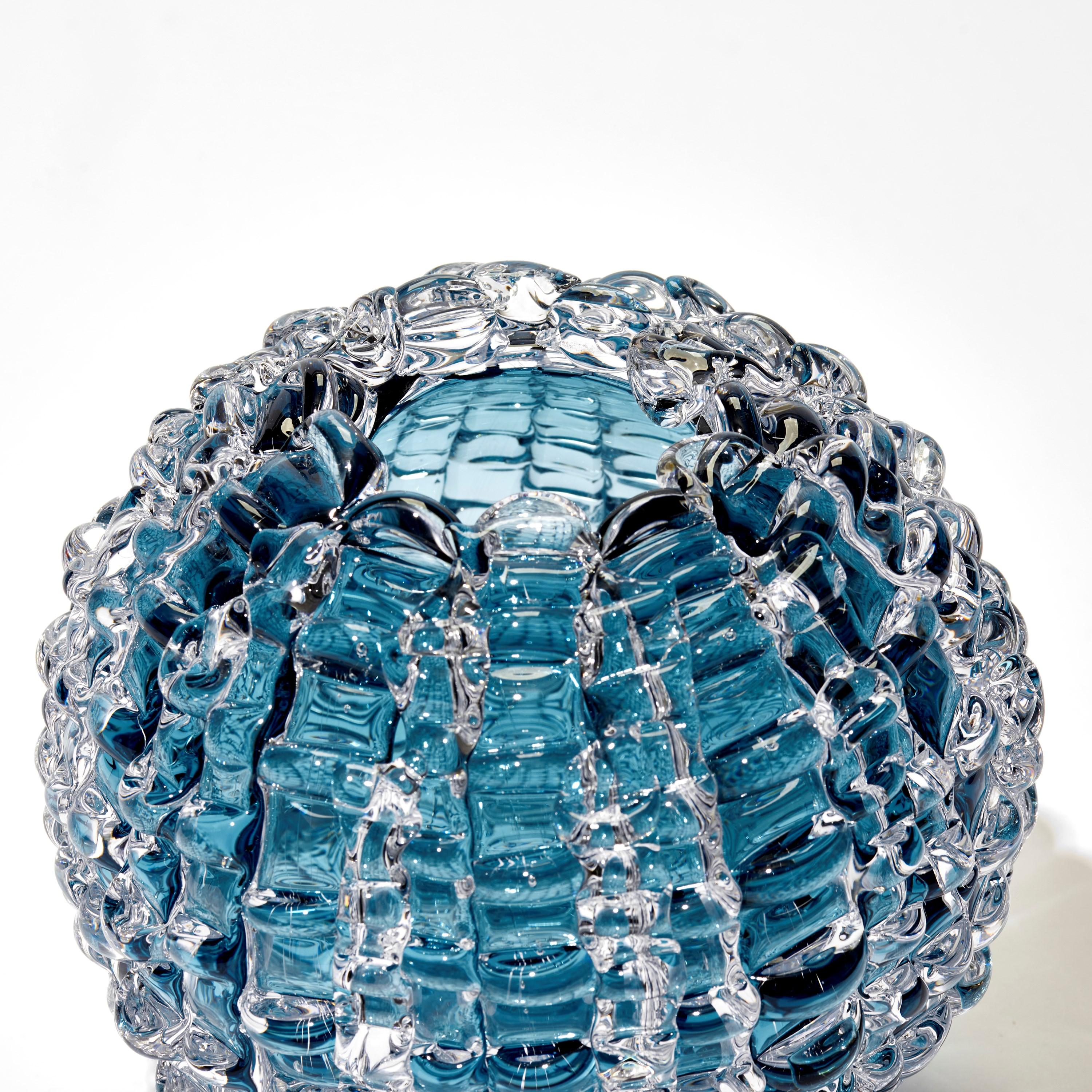 Organic Modern Echinus in Aqua, a Blue Glass Centrepiece & Sculpture by Katherine Huskie