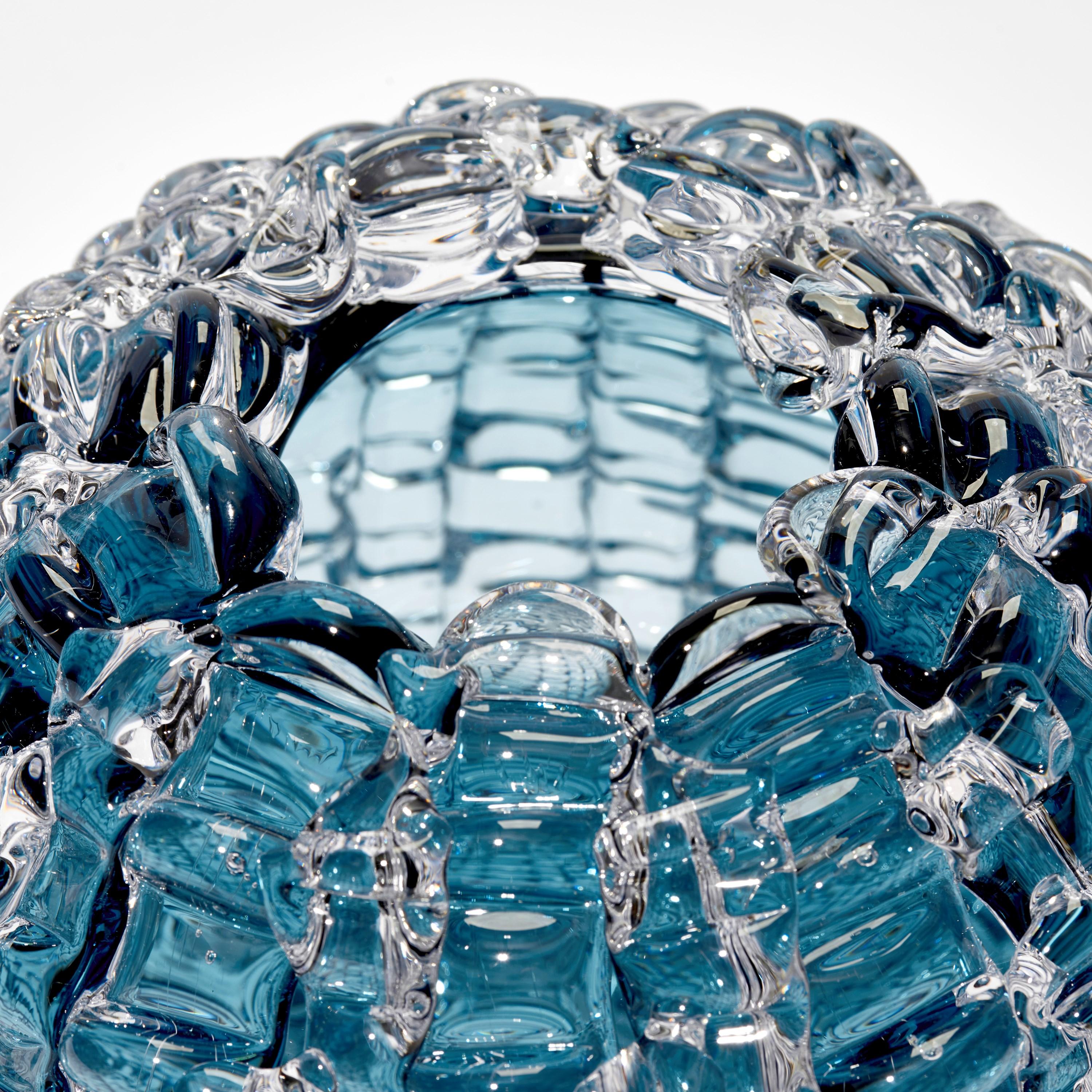 British Echinus in Aqua, a Blue Glass Centrepiece & Sculpture by Katherine Huskie