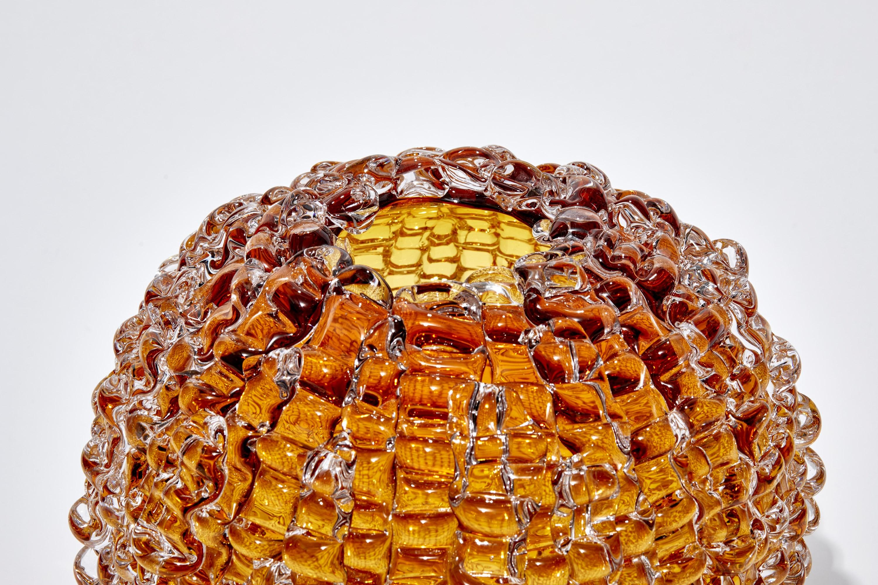 Organic Modern  Echinus in Aurora Gelblich, an amber Glass centrepiece by Katherine Huskie For Sale