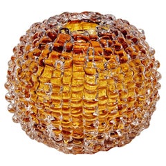  Echinus in Aurora Gelblich, an amber Glass centrepiece by Katherine Huskie