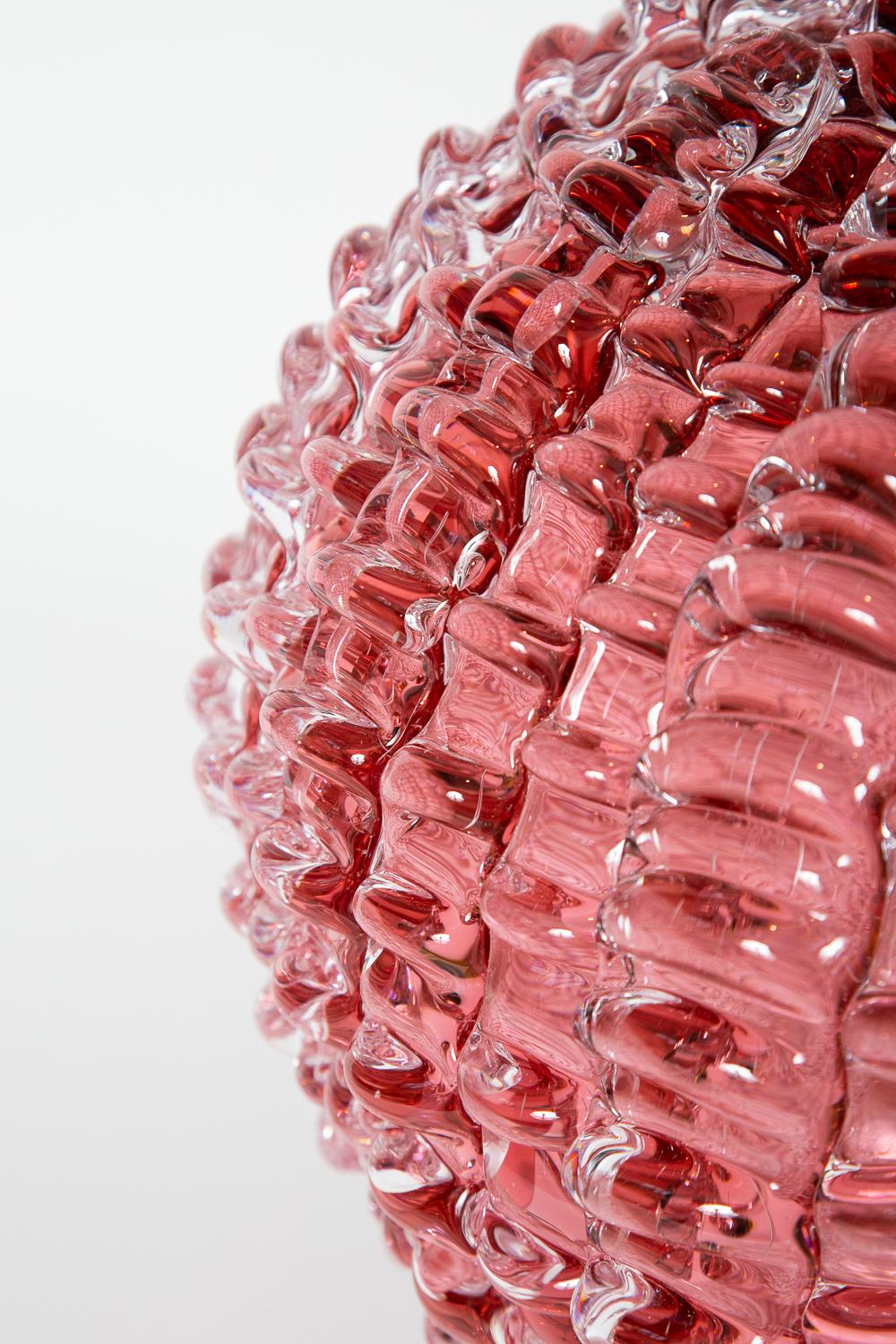 Modern Echinus in Heliotrope, a unique pink Glass centrepiece by Katherine Huskie