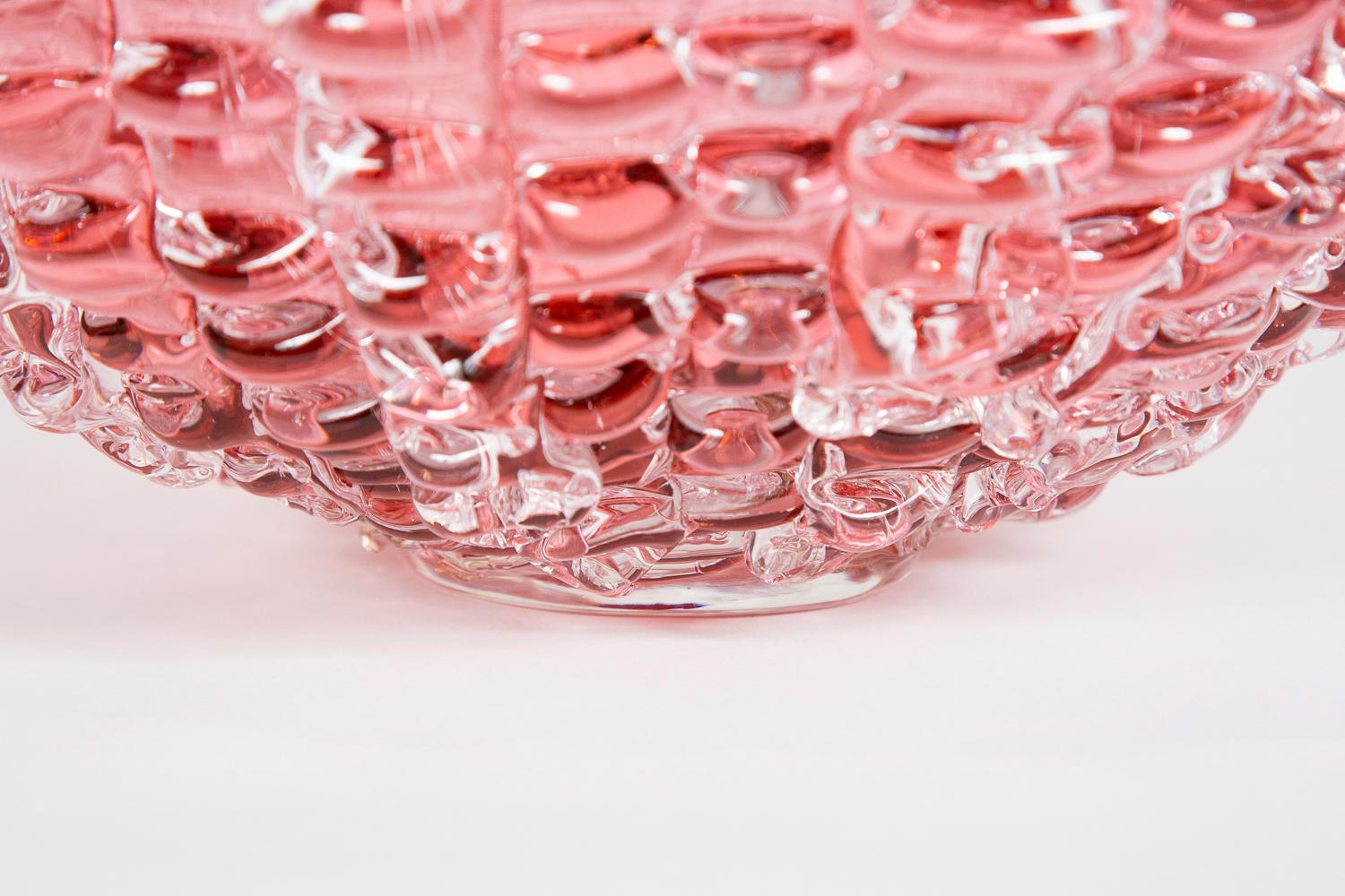 British Echinus in Heliotrope, a unique pink Glass centrepiece by Katherine Huskie
