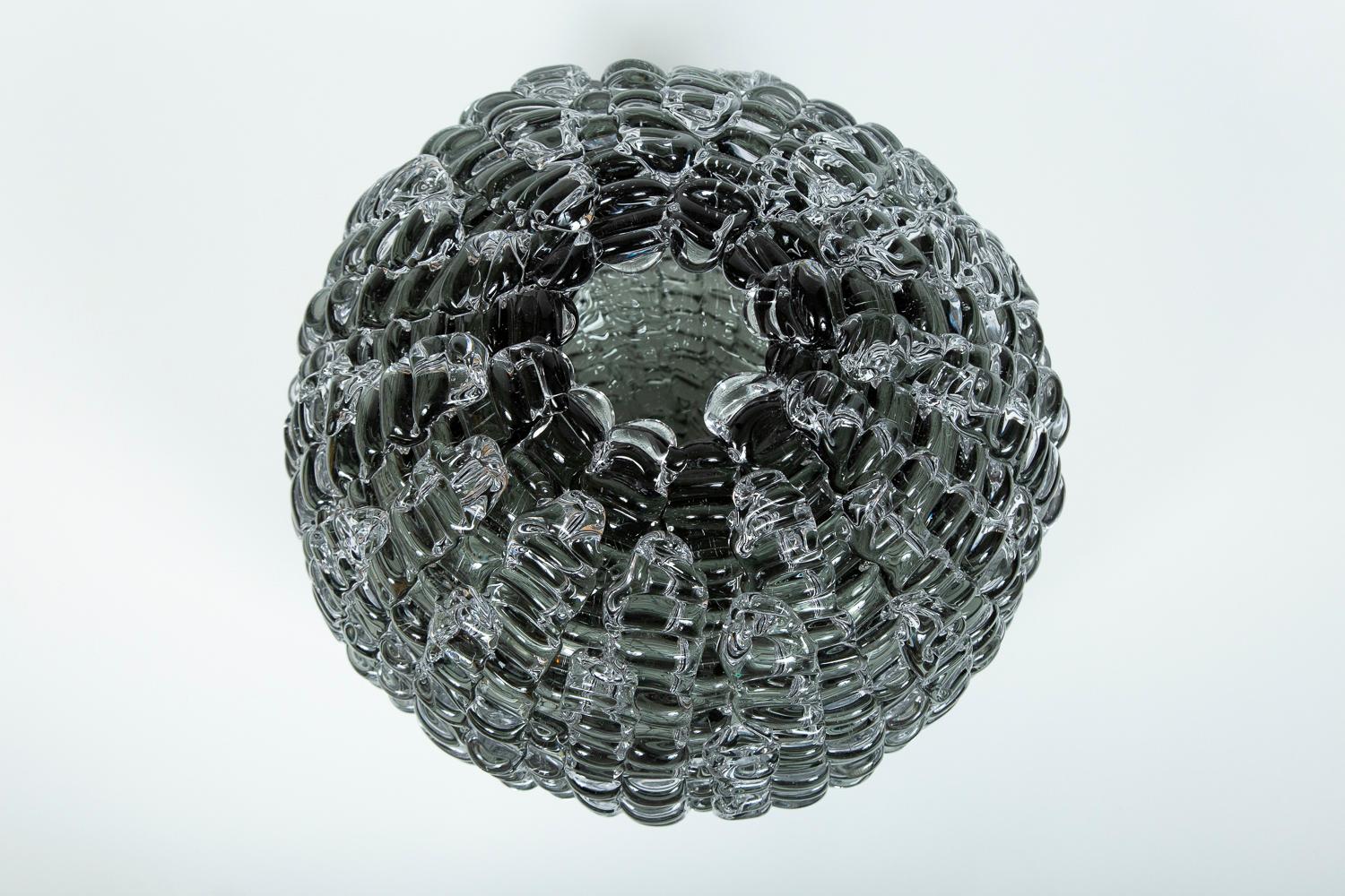 Contemporary Echinus in Grey, a unique grey Glass centrepiece by Katherine Huskie