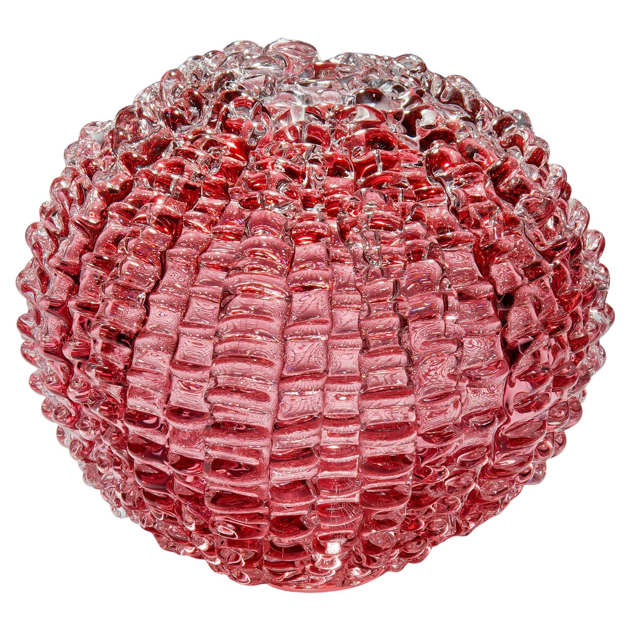 Organic Modern Echinus in Heliotrope, a unique pink Glass centrepiece by Katherine Huskie For Sale
