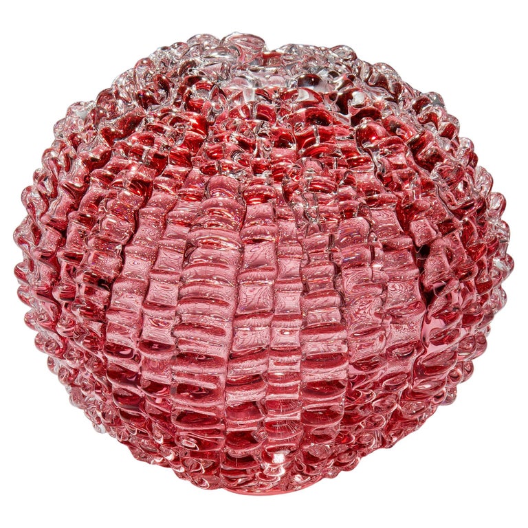 Organic Modern Echinus in Heliotrope, a unique pink Glass centrepiece by Katherine Huskie For Sale