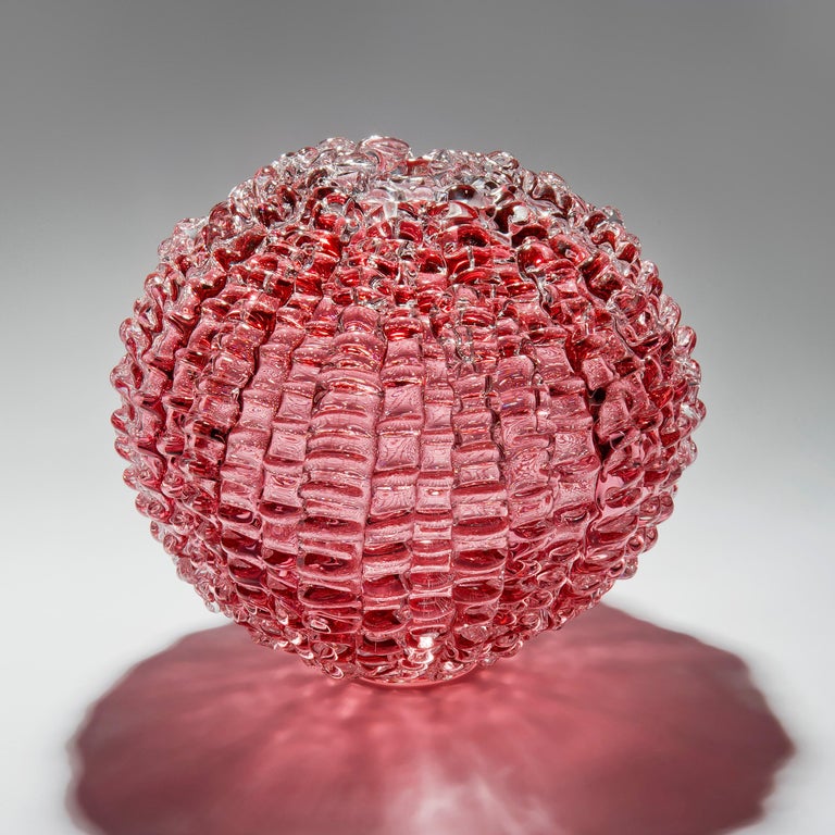 British Echinus in Heliotrope, a unique pink Glass centrepiece by Katherine Huskie For Sale