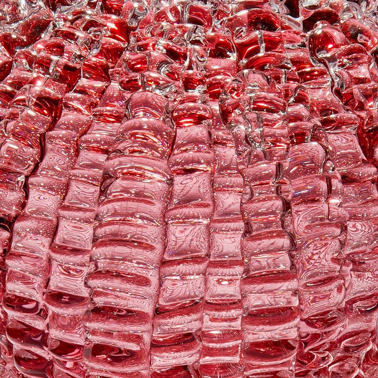 Hand-Crafted Echinus in Heliotrope, a unique pink Glass centrepiece by Katherine Huskie For Sale