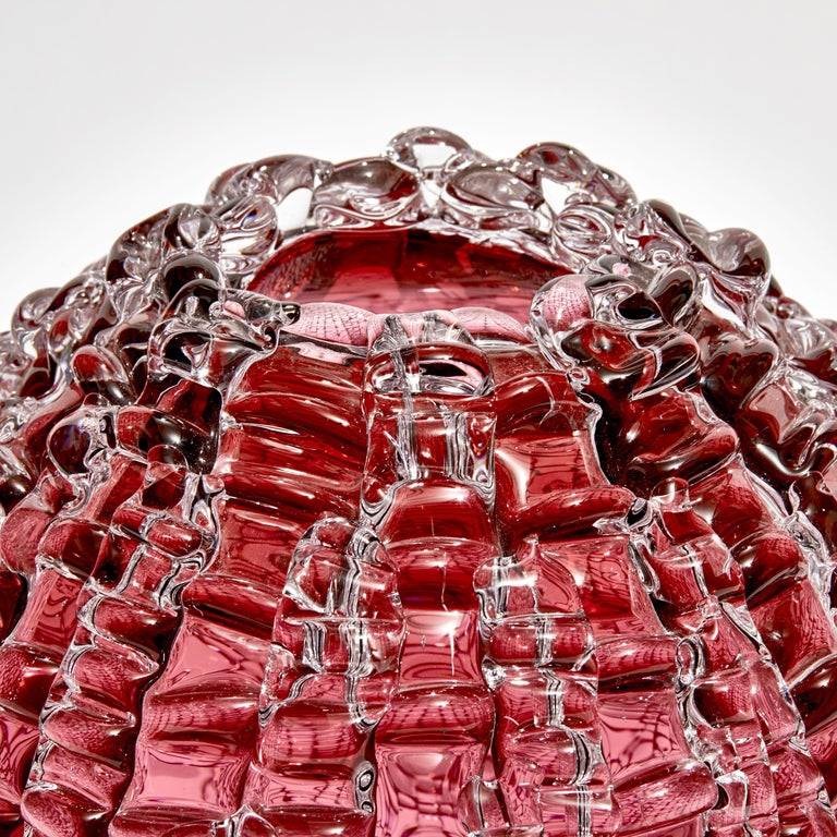 Echinus in Heliotrope, a unique pink Glass centrepiece by Katherine Huskie For Sale 1