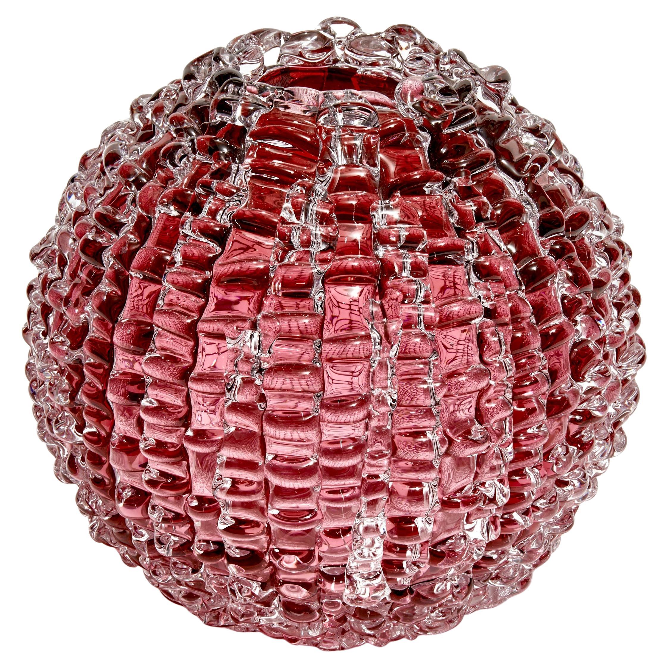 Echinus in Heliotrope, a unique pink Glass centrepiece by Katherine Huskie For Sale