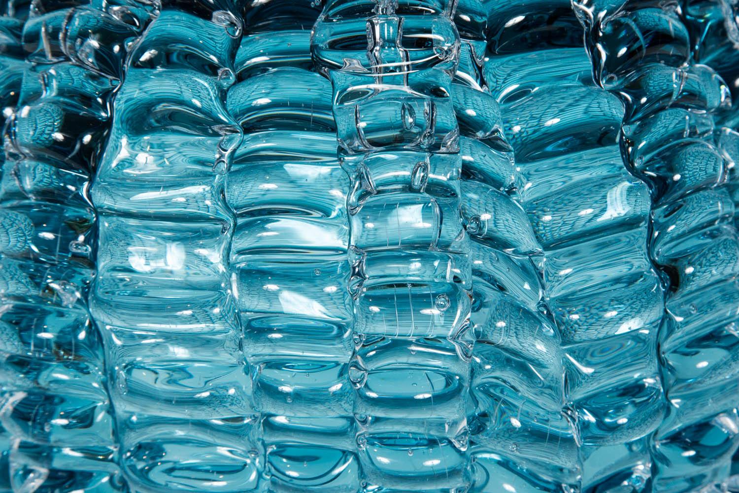Echinus in Steel Blue, a blue glass centrepiece & sculpture by Katherine Huskie (Britisch)