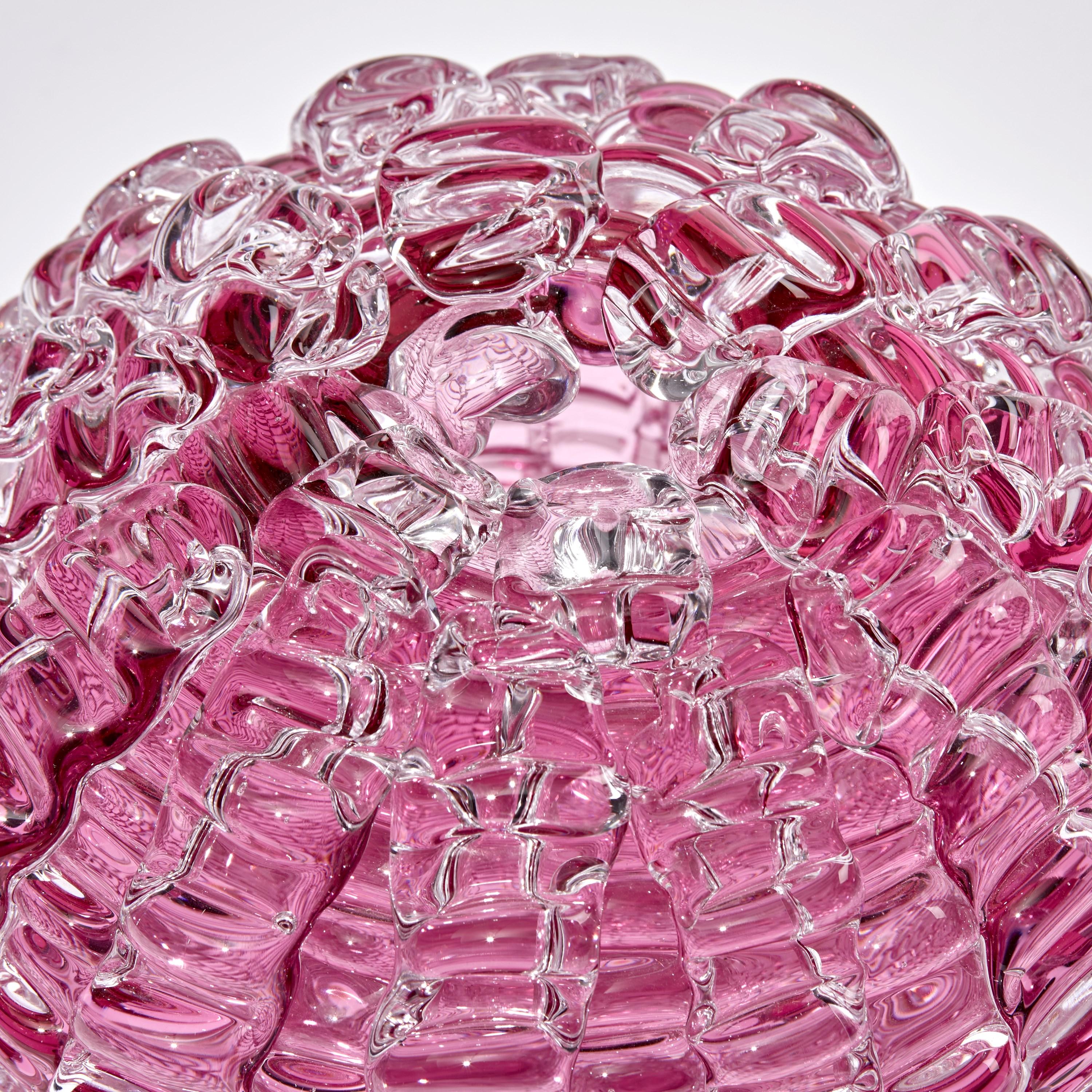 Organic Modern Echinus in Wine Red, a Pink Glass Centrepiece & Sculpture by Katherine Huskie