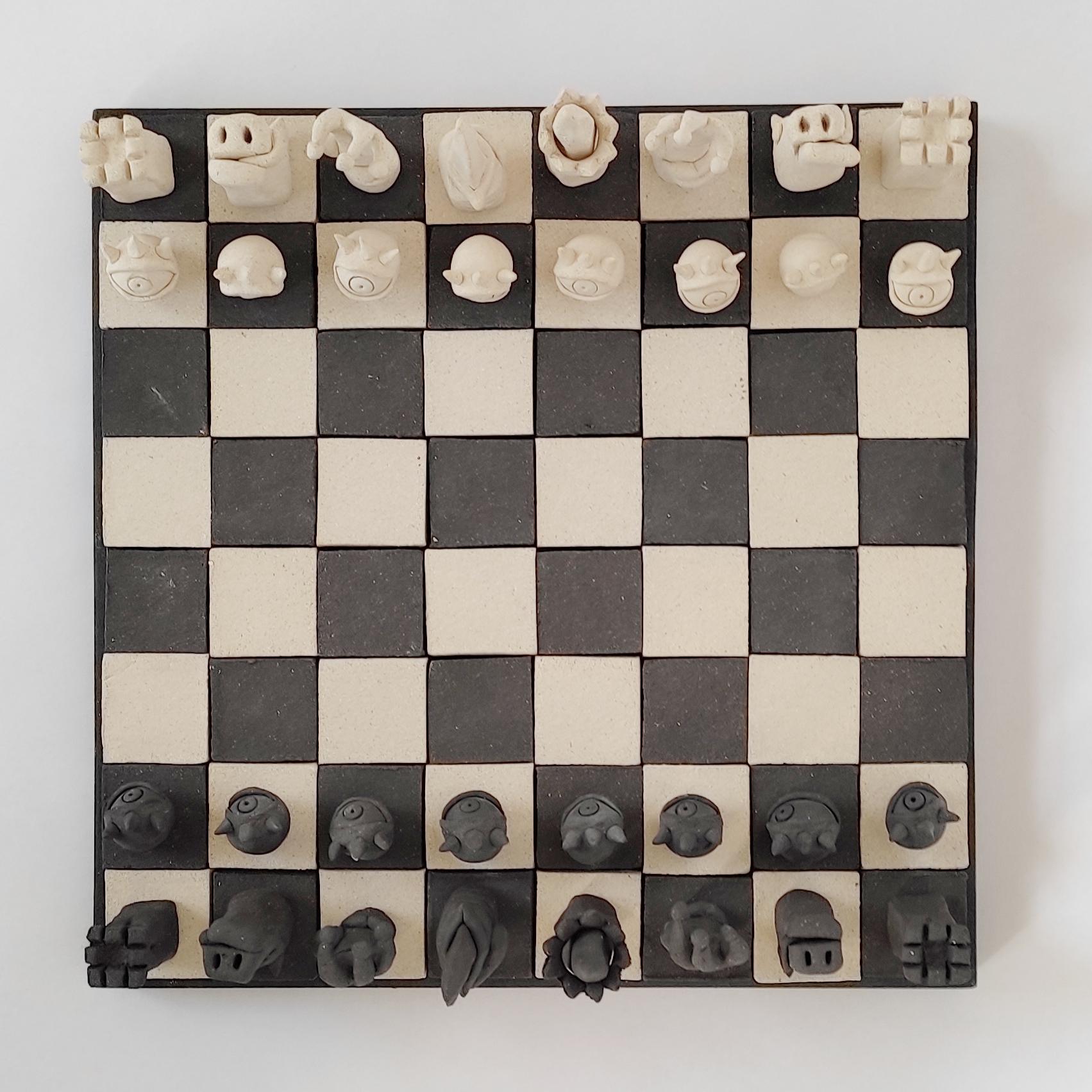 Basile Boon deconstructs dogmas and legends that surround him to create his own pop and lyrical odyssey. The artists invites the viewer to project his own story. 

This chessboard is a world that brings together miniatures of Basile Boon's
