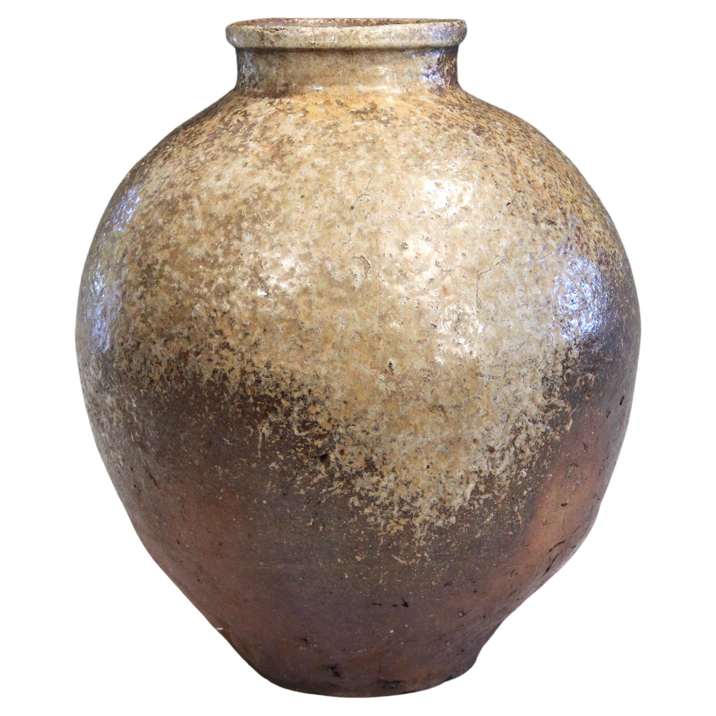 Echizen Ware Edo Period Jar Tsubo Vase Pottery Japanese Wabi Sabi Ash Glaze