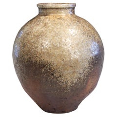 Echizen Ware Edo Period Jar Tsubo Vase Pottery Japanese Wabi Sabi Ash Glaze