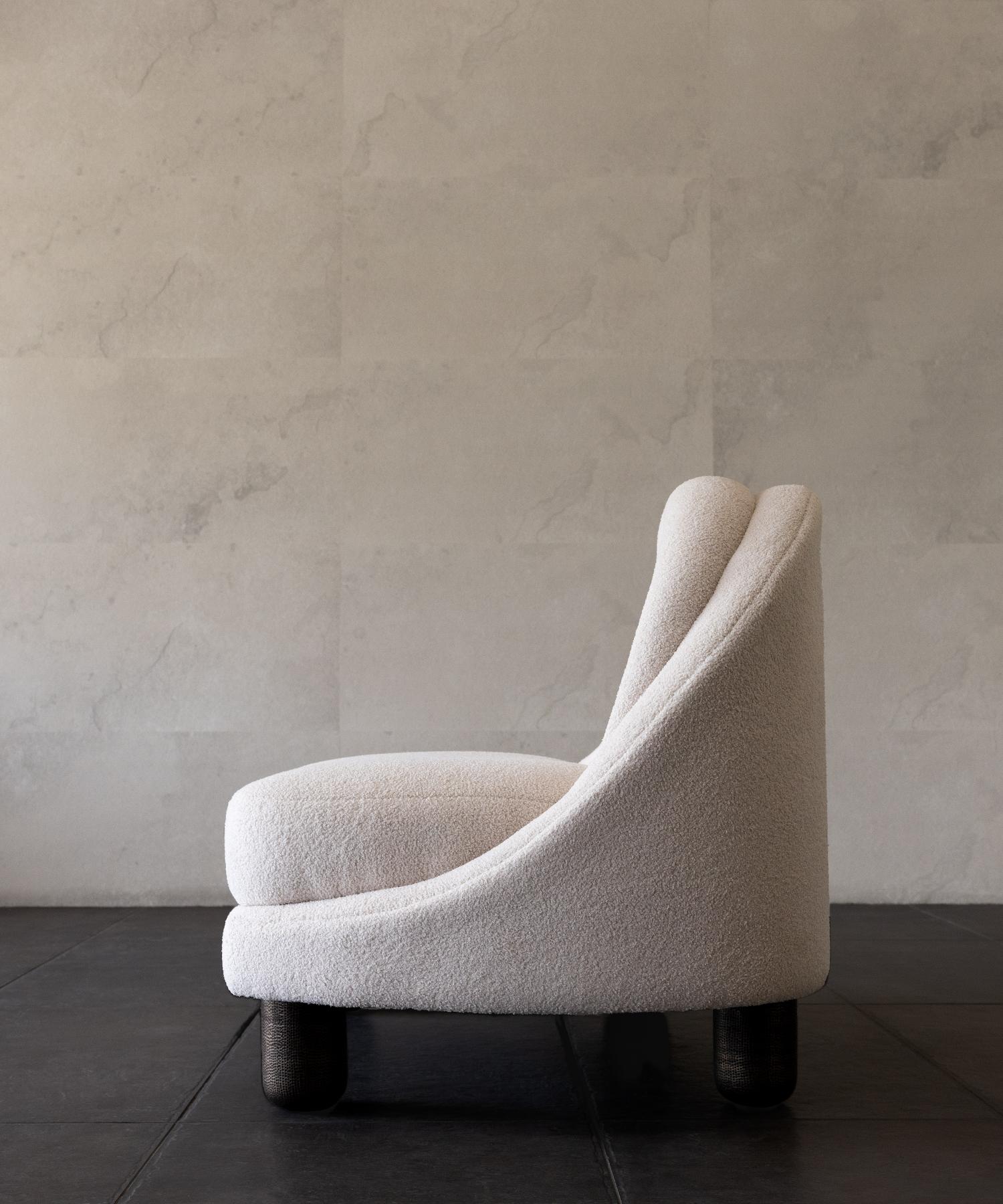 Indiano SEDIA ECHO - Boucle Tranquillo Bianco Caldo di SHO MODERN in vendita