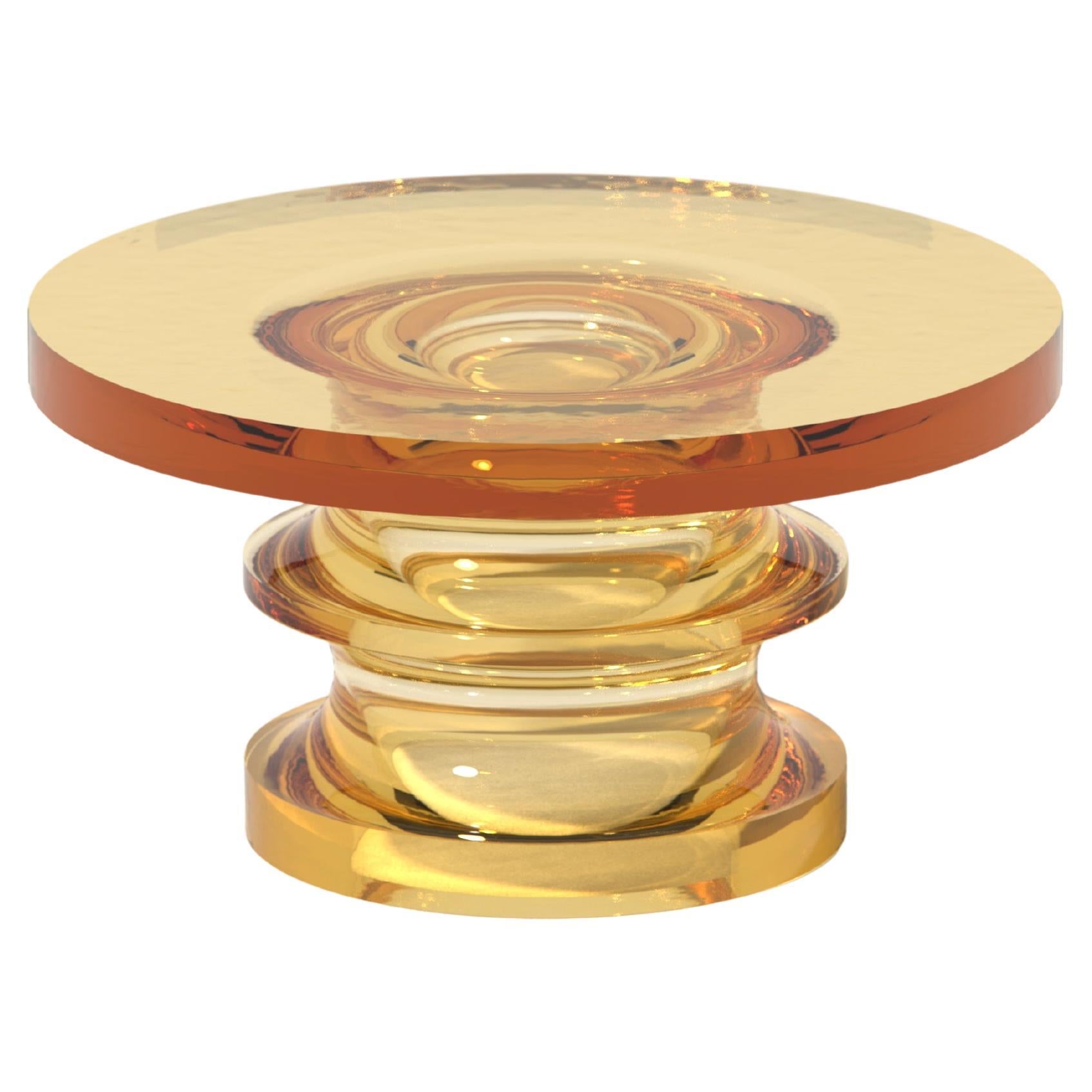 Table basse Echo en jaune topaze, résine de polyuréthane translucide, Ian Cochran