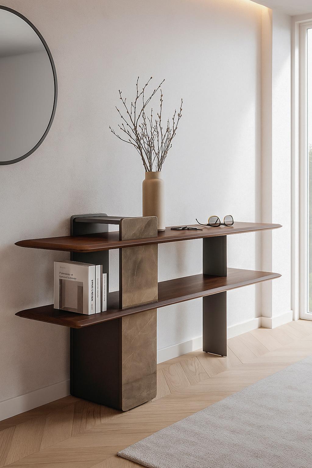 Echo Console Dark Grey and Eucalyptus 180cm For Sale 6