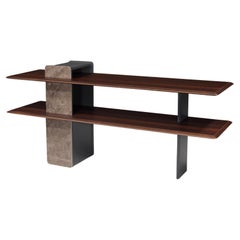 Console Echo Grigio scuro ed Eucalipto 180 cm