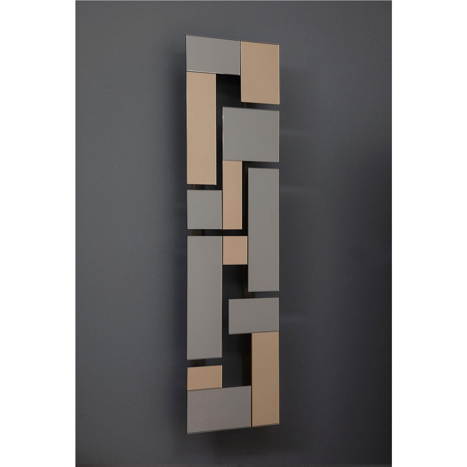 Other Echo Contemporary Sconce in Oxidized Brass Patina and Mirrors For Sale
