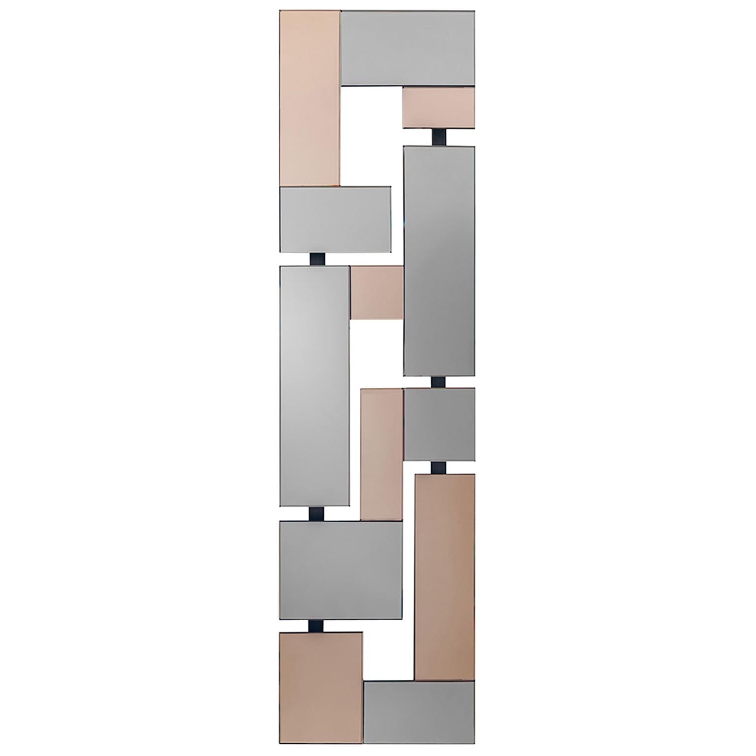 Echo Contemporary Sconce in Oxidized Brass Patina and Mirrors For Sale