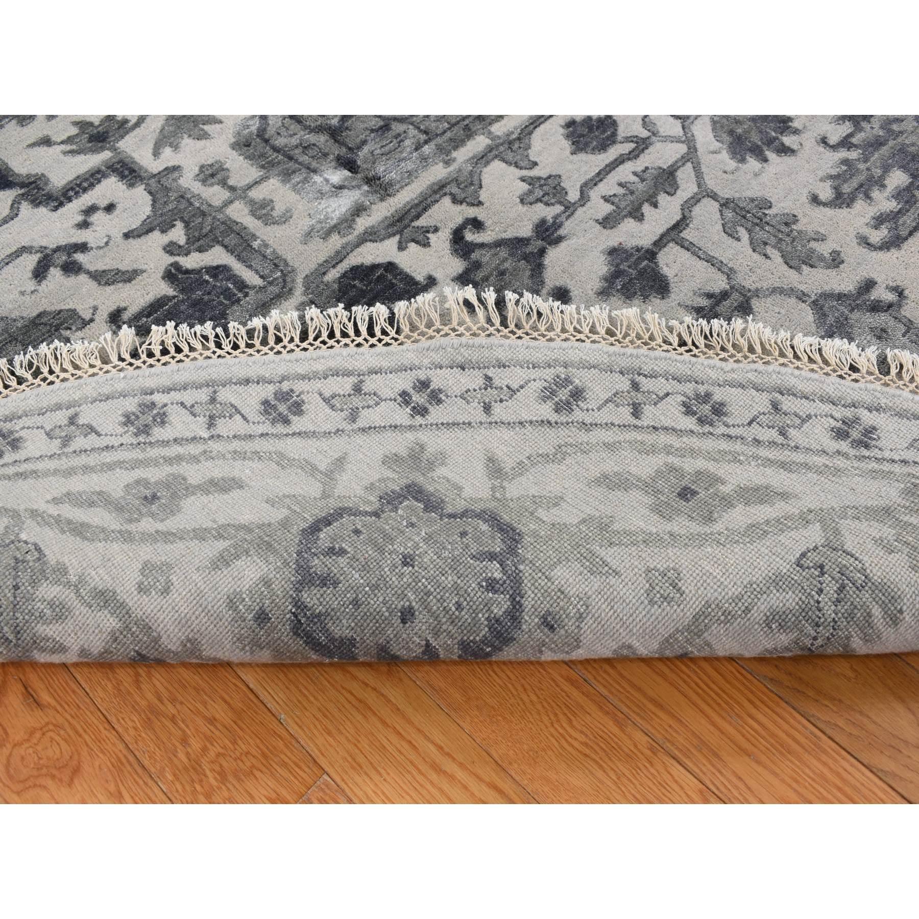 Médiéval Tapis Oiental rond Heriz Design en laine et soie noué à la main Echo Gray 10'0