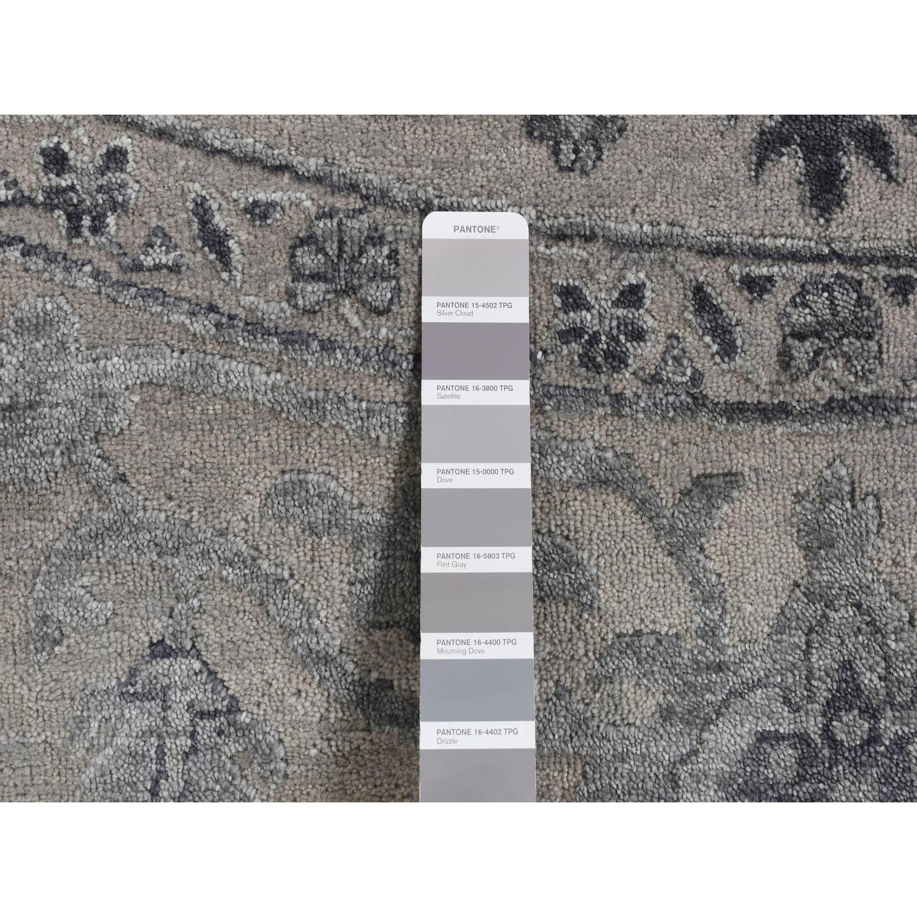 Noué à la main Tapis Oiental rond Heriz Design en laine et soie noué à la main Echo Gray 10'0