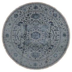 Echo Gray Heriz Design Wool & Silk Hand Knotted Round Oiental Rug 10'0" x 10'0"