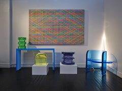 Echo III Side Table in Sky Blue, Translucent Polyurethane Resin by Ian Cochran