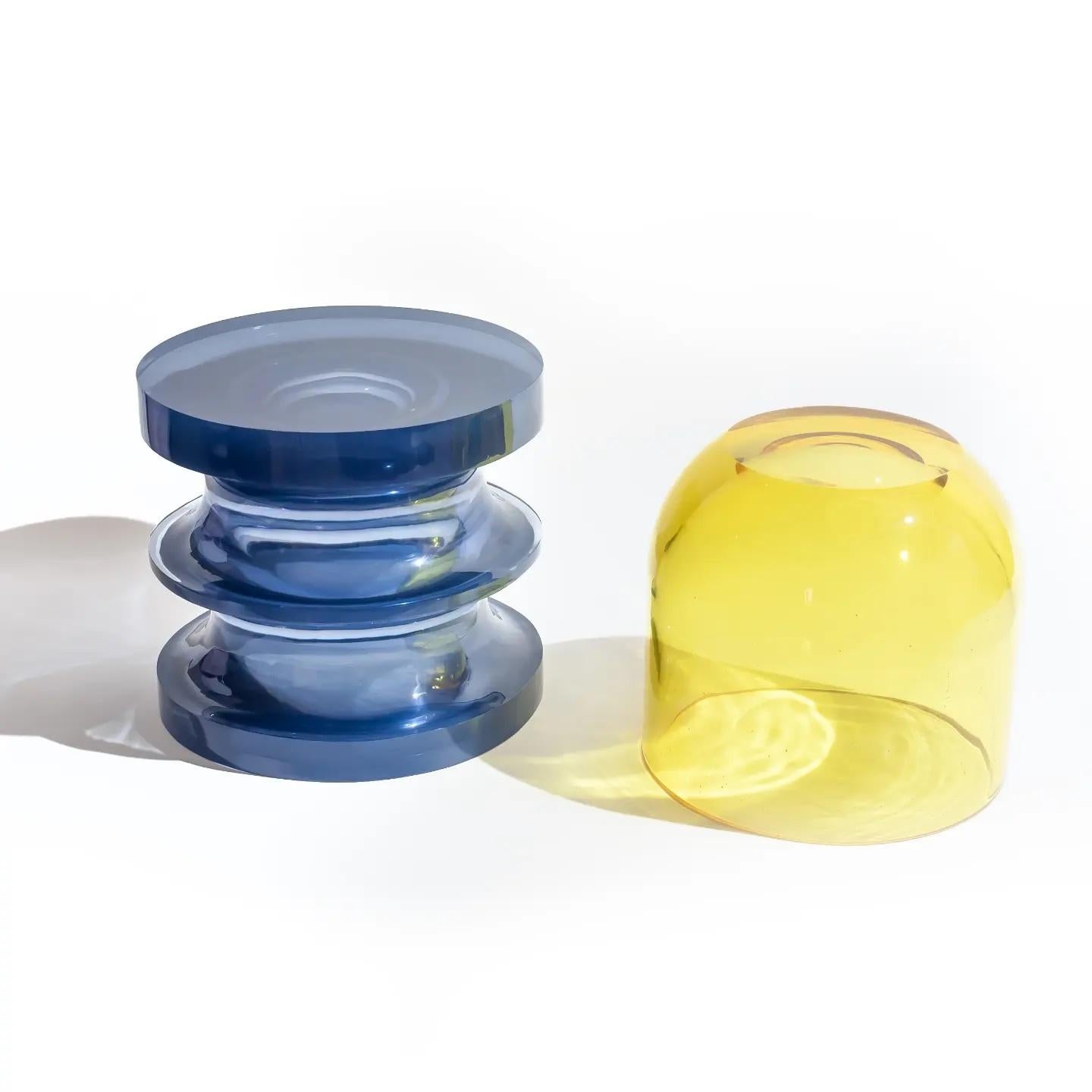 Modern Echo III Side Table in Sky Blue, Translucent Polyurethane Resin by Ian Cochran For Sale