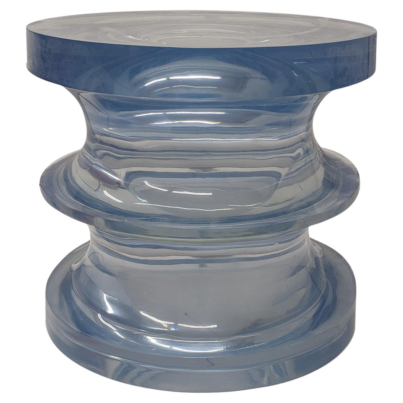 Echo III Side Table in Sky Blue, Translucent Polyurethane Resin by Ian Cochran For Sale