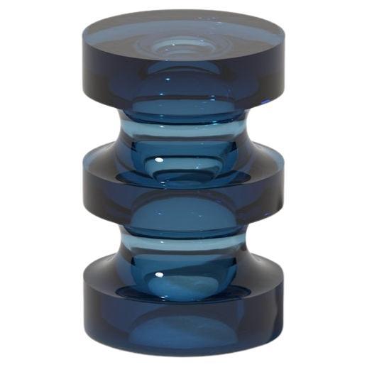 Echo III Slender Side Table in Dark Blue Translucent Solid Resin by Ian Cochran