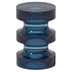 Echo III Slender Side Table in Dark Blue Translucent Solid Resin by Ian Cochran