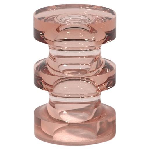 Echo III Slender Side Table in Rosé Translucent Solid Resin, by Ian Cochran