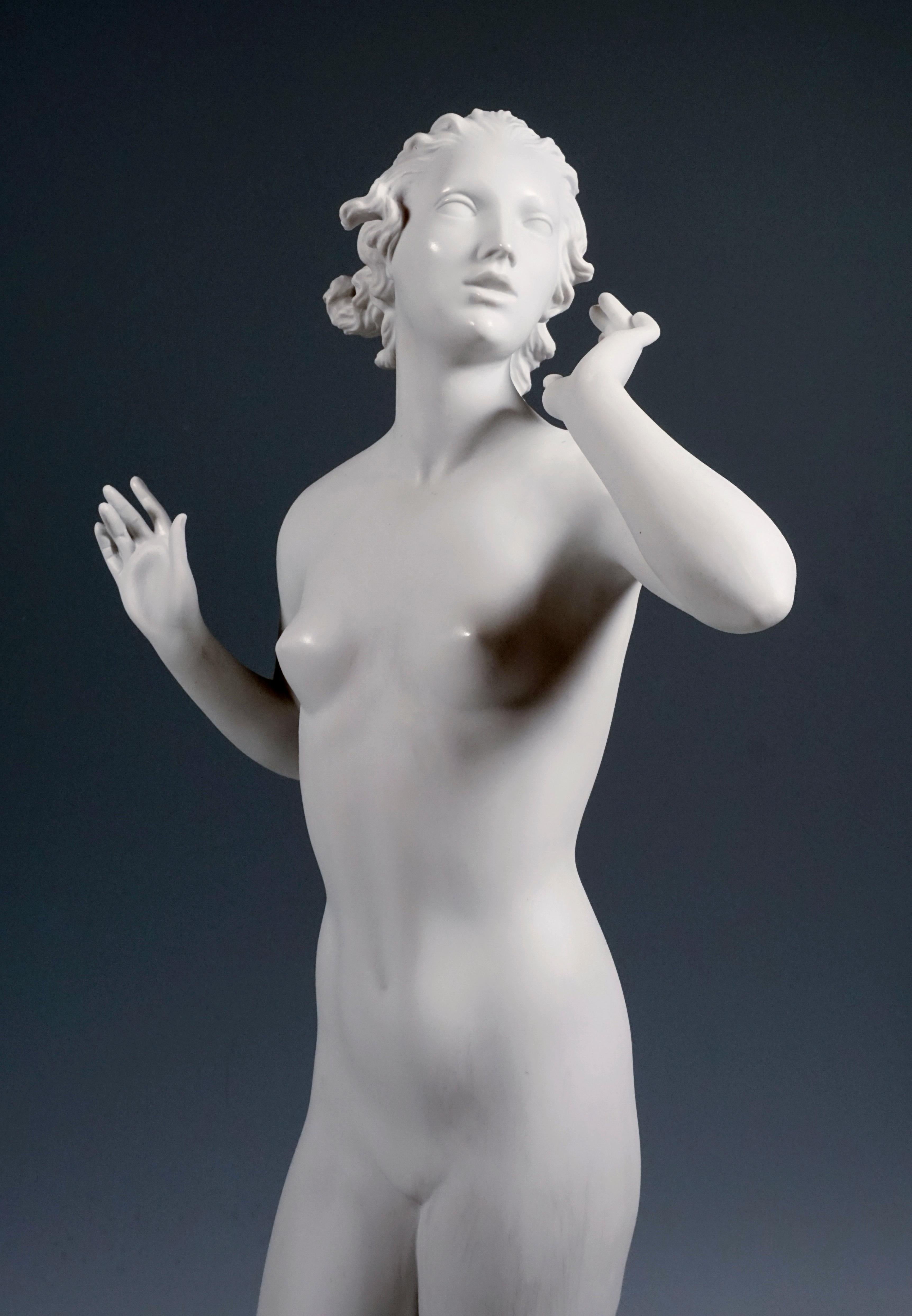 Art Nouveau 'Echo' Large Biscuit-Porcelain Figurine by Max Hermann Fritz, Germany, 1934-1945