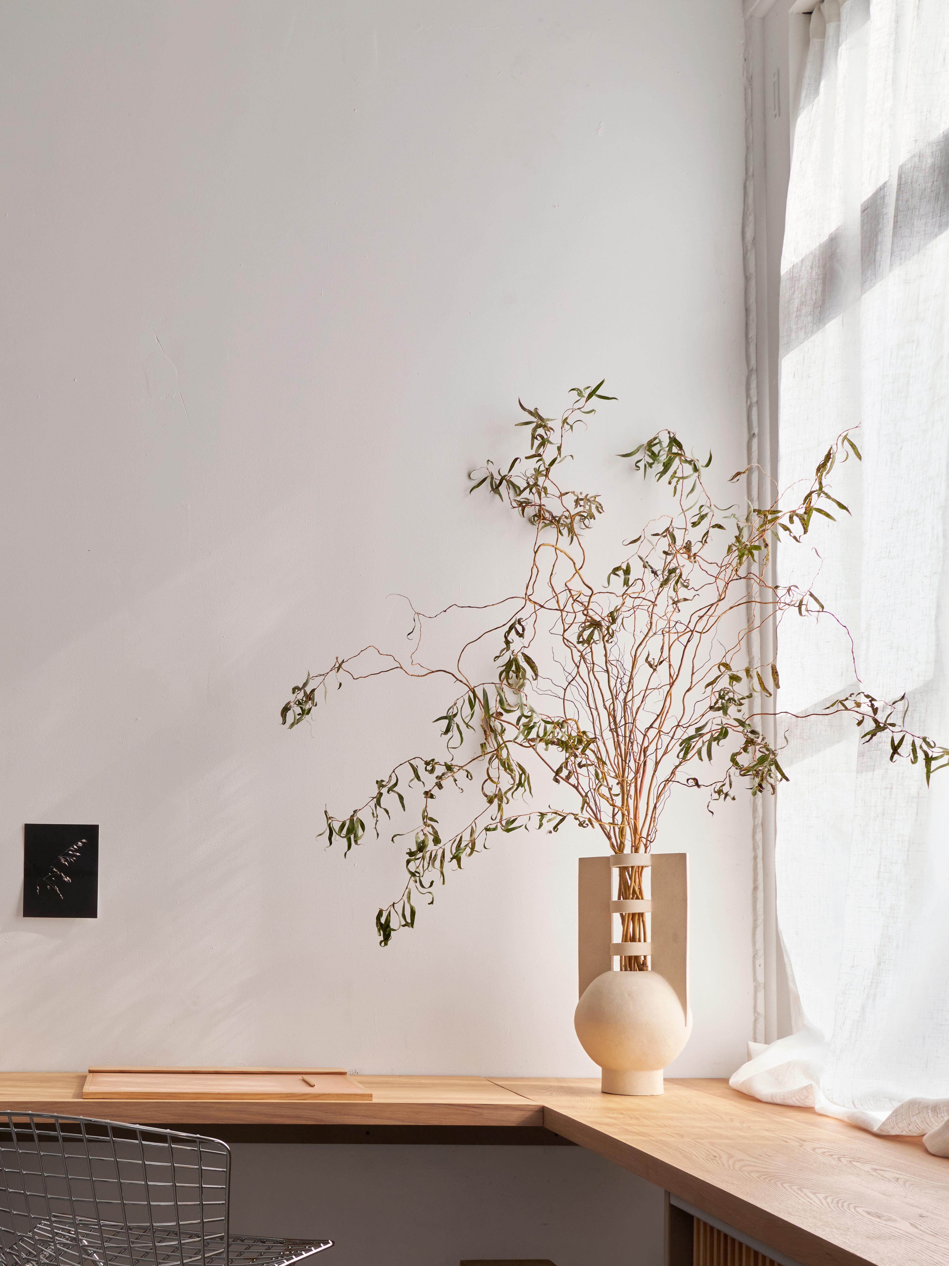 One of a kind, these statement pieces are unique in design and execution. 

Meticulously hand built in Brooklyn, each slab of clay is cut with precision dried over time to maintain an unnaturally erect form. 

These otherworldly pieces combine