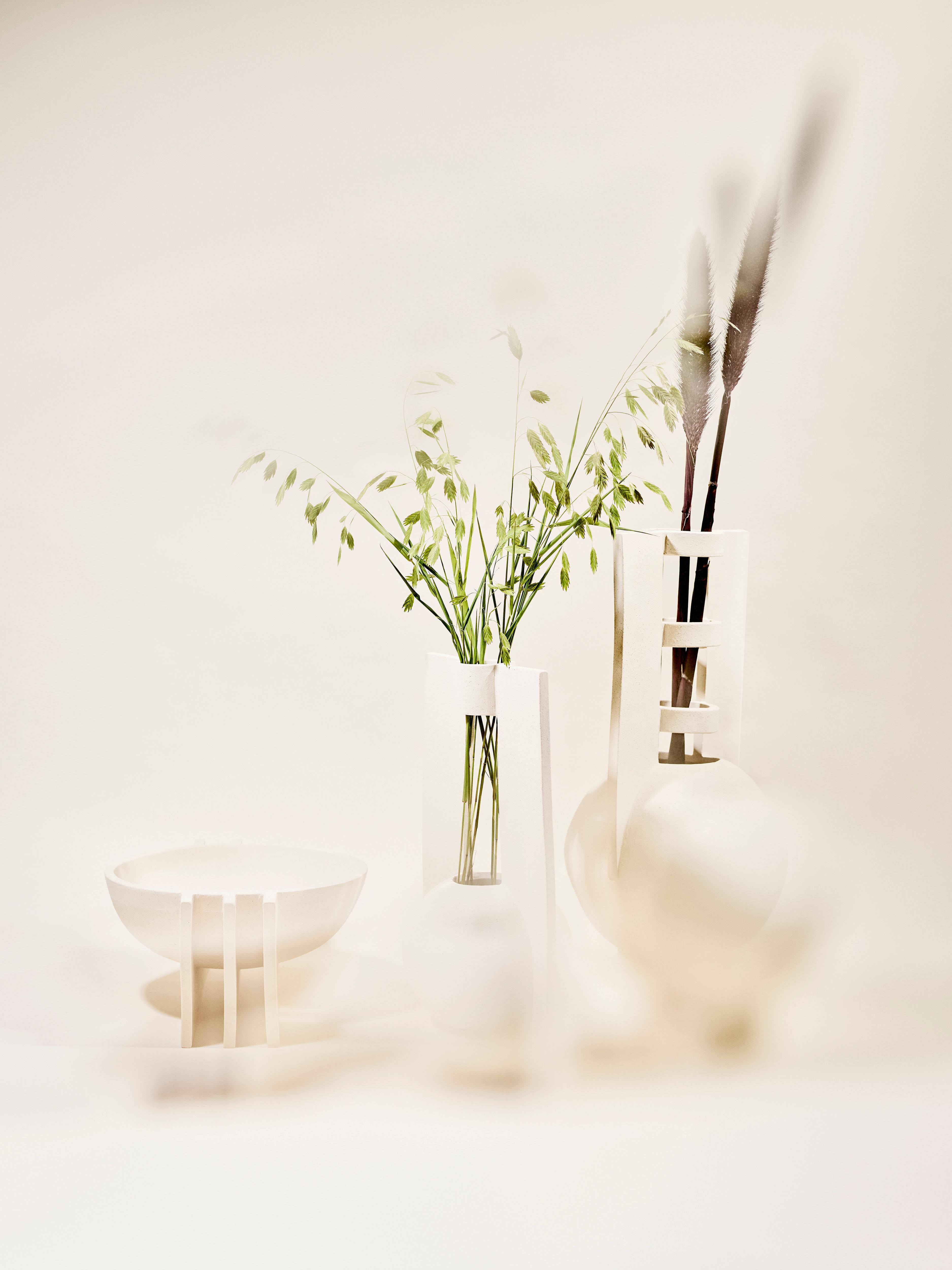 Contemporary Echo Hand Built Sculptural Multi-ring Ceramic Vase For Sale