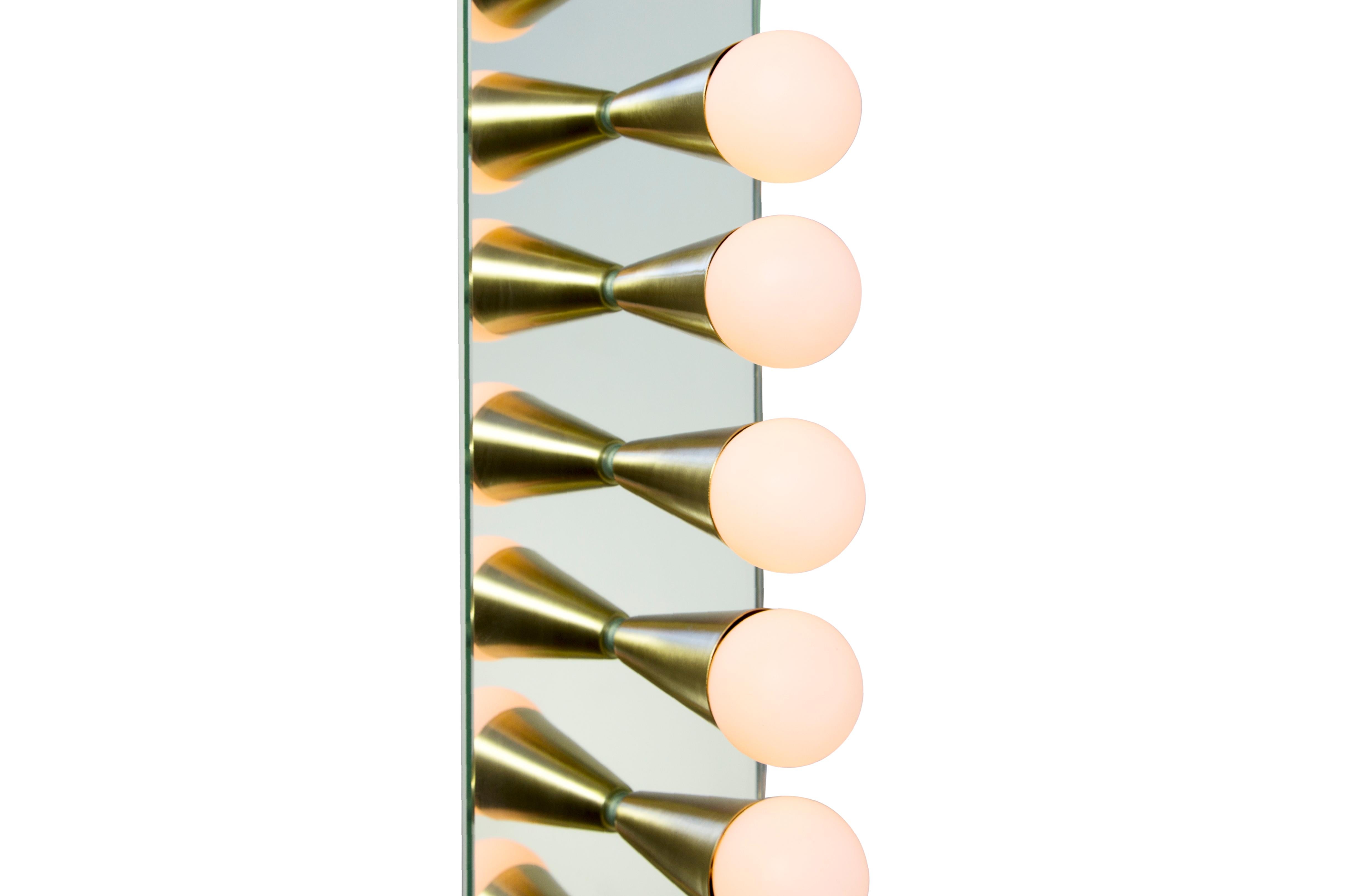 Mirror Echo Nine Sconce in Brass, from Souda, In Stock
