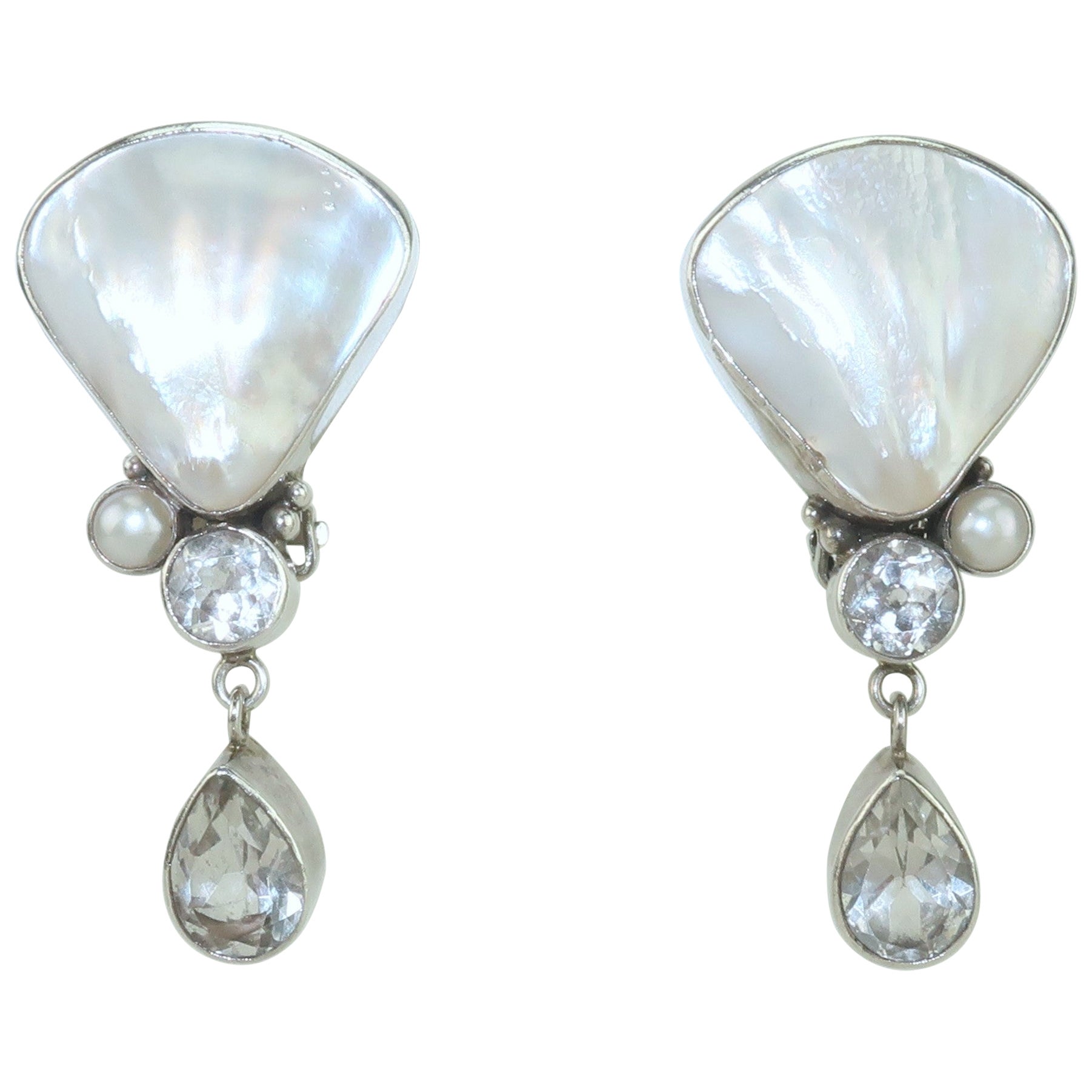 ECHO OF THE DREAMER Pendientes de perlas, cristales y plata de ley en venta