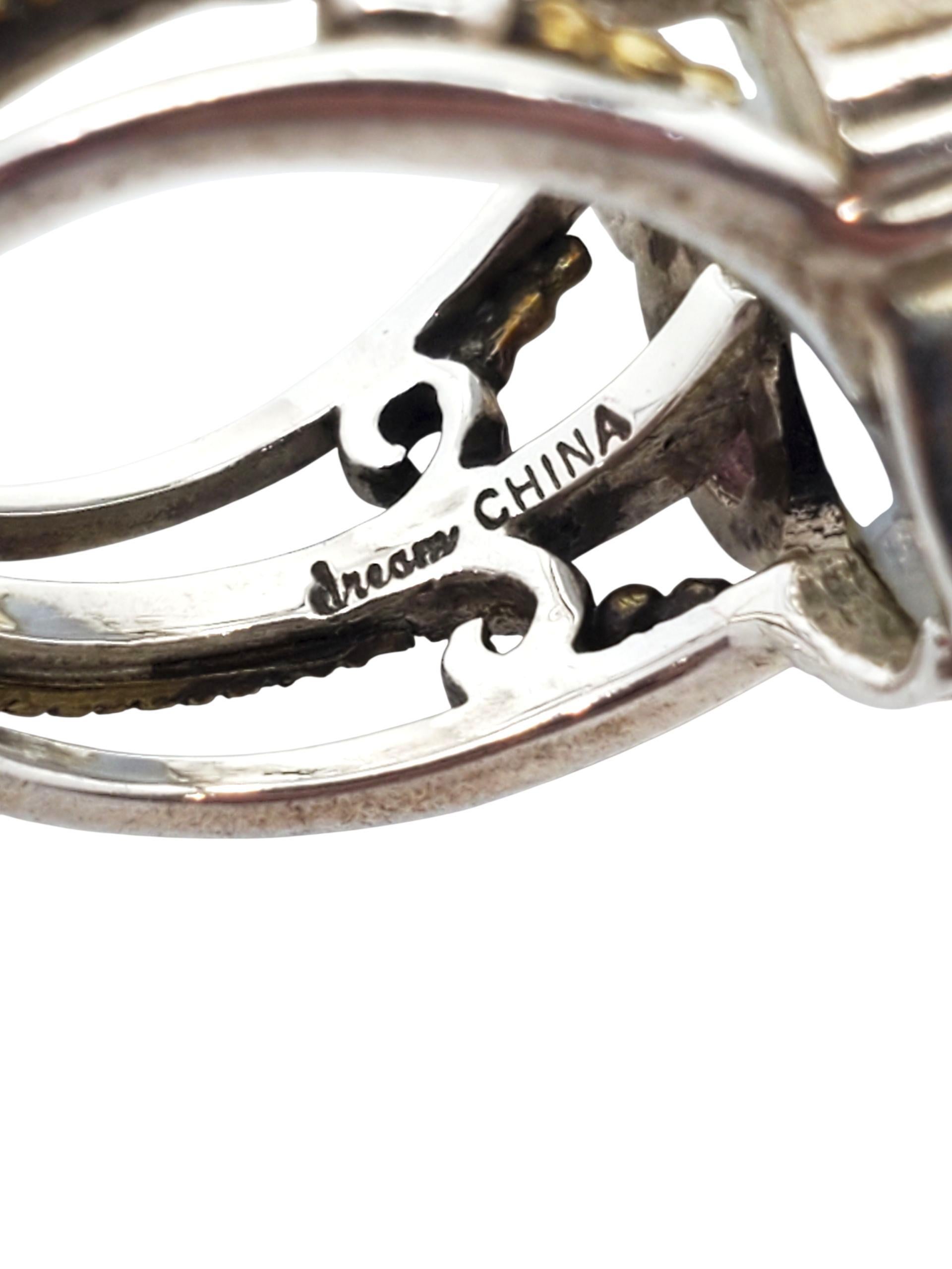 Taglio rotondo Echo Of The Dreamer Anello con farfalla in bronzo e argento Sterling Taglia 6 #23747 in vendita