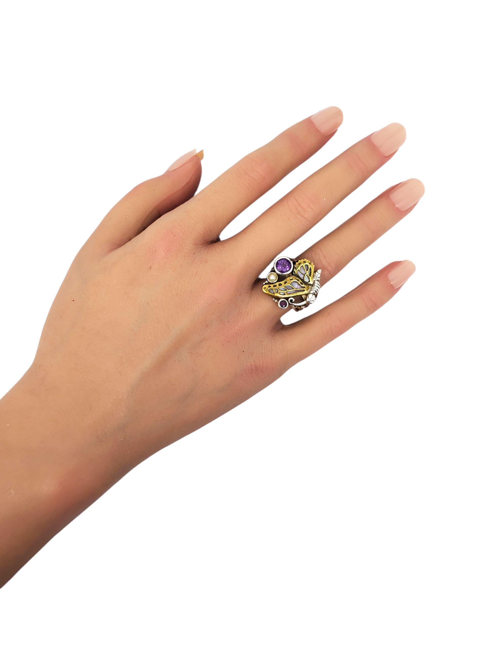 Echo Of The Dreamer Anello con farfalla in bronzo e argento Sterling Taglia 6 #23747 In condizioni buone in vendita a Washington Depot, CT