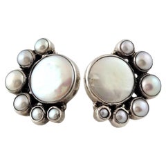 Vintage Echo of The Dreamer Sterling Silver Mother of Pearl Earrings #17888