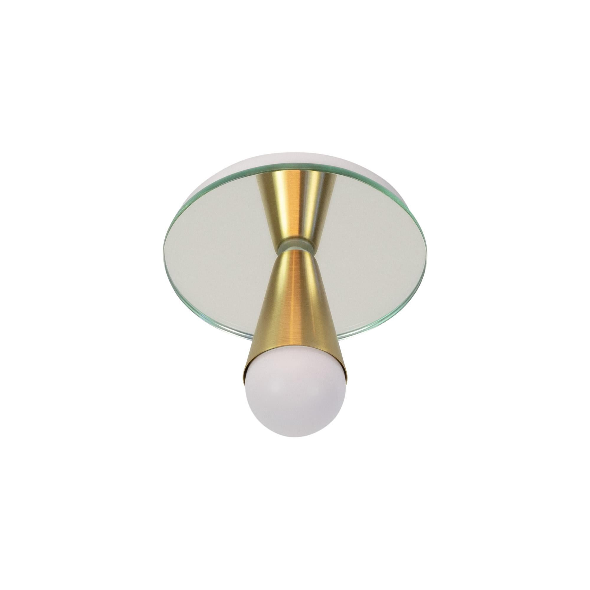 American Echo One Flush Mount in Brass from Souda, in Stock For Sale