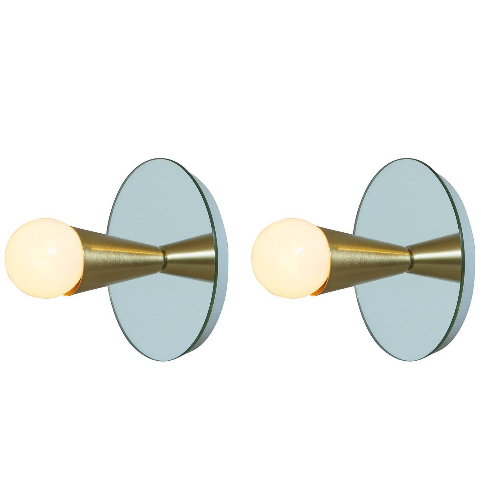 Echo One Sconce Pair/Flush Mount in Brass, from Souda, in Stock